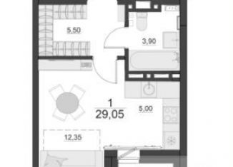 Продажа 1-ком. квартиры, 30.1 м2, Красноярск, Октябрьский район