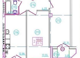 Продам двухкомнатную квартиру, 59.7 м2, Шахты, переулок Бродского, 10