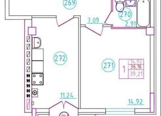 Продам 1-ком. квартиру, 39.2 м2, Ростовская область, переулок Бродского, 8