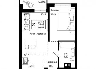 Продается 2-ком. квартира, 39.5 м2, Ростов-на-Дону, улица Текучёва, 370/3