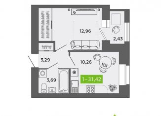 1-ком. квартира на продажу, 31.4 м2, Северодвинск