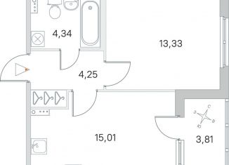 Продаю 1-ком. квартиру, 38.8 м2, посёлок Стрельна