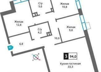 Продается 3-ком. квартира, 94 м2, Московская область, Родниковая улица