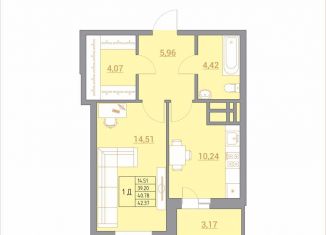 Продаю 1-комнатную квартиру, 42.7 м2, Ростов-на-Дону, ЖК Новый Горизонт, Тибетская улица, 1Вс1