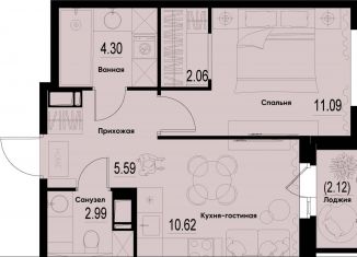 Продам однокомнатную квартиру, 37.8 м2, Ленинградская область