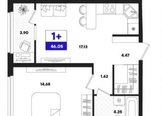 Продается 1-комнатная квартира, 46.1 м2, Тюмень, Калининский округ