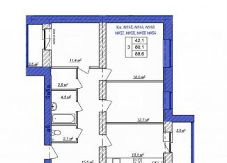 Продажа трехкомнатной квартиры, 88.6 м2, Кострома, ЖК Чемпион