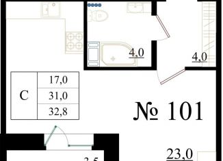 Продам квартиру студию, 32.8 м2, Гатчина, Красносельское шоссе