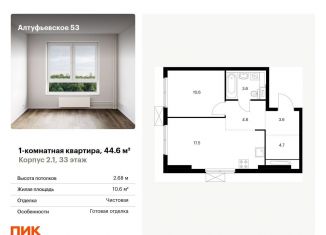 Продажа 1-комнатной квартиры, 44.6 м2, Москва