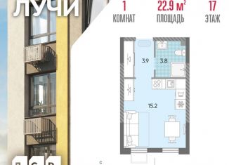 Квартира на продажу студия, 22.9 м2, Москва, Производственная улица, 17, метро Солнцево