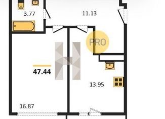 Продажа однокомнатной квартиры, 47.4 м2, Казань, улица Сибгата Хакима, 51, ЖК Столичный