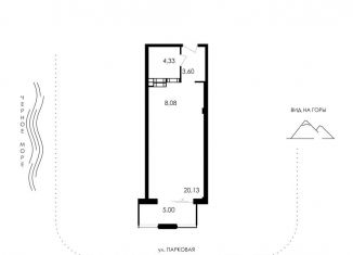 Продается 1-ком. квартира, 41.1 м2, Алушта, Парковая улица, 7