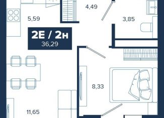 Продам однокомнатную квартиру, 36.3 м2, Екатеринбург, ЖК Ривер Парк