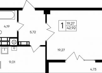 Продаю 1-комнатную квартиру, 42.9 м2, Мирновское сельское поселение