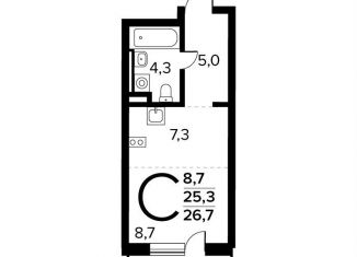 Продаю квартиру студию, 26.7 м2, Москва