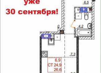 Продажа квартиры студии, 26.6 м2, деревня Анкудиновка, ЖК КМ Анкудиновский Парк