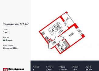 Продажа однокомнатной квартиры, 32.6 м2, Санкт-Петербург