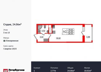 Продаю квартиру студию, 24.1 м2, Санкт-Петербург, метро Улица Дыбенко, Дальневосточный проспект, 23