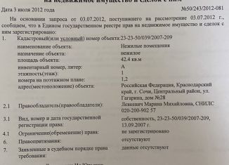 Сдам в аренду офис, 42.4 м2, Сочи, улица Гагарина, 28, микрорайон Гагарина