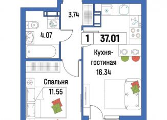 Продам 1-ком. квартиру, 37 м2, Мурино, ЖК Урбанист