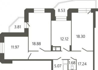 Продажа 3-ком. квартиры, 90.6 м2, Подольск, Советская улица, 18к2