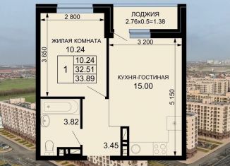 Продажа 1-комнатной квартиры, 33.9 м2, Краснодар, Прикубанский округ, Скандинавская улица, 1к12