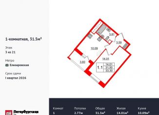 Продажа 1-комнатной квартиры, 31.5 м2, Санкт-Петербург, Невский район