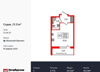 Продается квартира студия, 25.5 м2, Санкт-Петербург, Московский район, 1-й Предпортовый проезд, 1