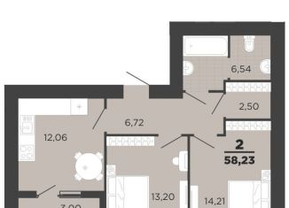 Продается 2-комнатная квартира, 58.2 м2, Рязань, ЖК Юный