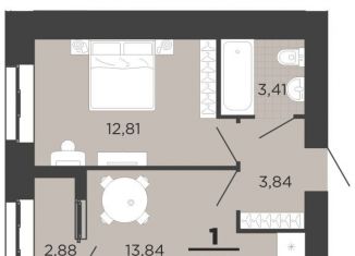 Продается 1-комнатная квартира, 36.8 м2, Рязань, ЖК Юный