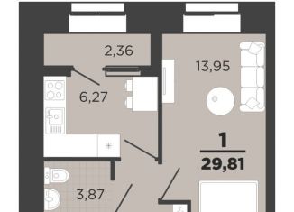 Продается однокомнатная квартира, 29.8 м2, Рязань