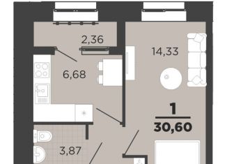 Продажа однокомнатной квартиры, 30.6 м2, Рязань