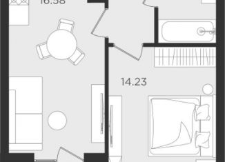 Продажа 1-комнатной квартиры, 41.7 м2, Калининград