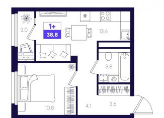 Продам 1-комнатную квартиру, 38.8 м2, Тюмень