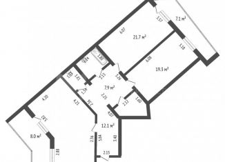 2-ком. квартира на продажу, 101.6 м2, Тюменская область, улица Ветеранов Труда, 7