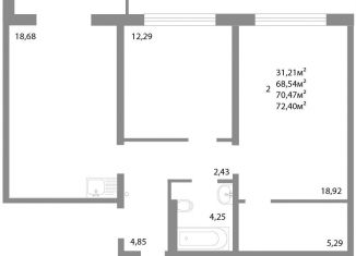 Продам 2-комнатную квартиру, 70.5 м2, Челябинская область, улица Университетская Набережная, 113А