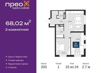 Продается 2-ком. квартира, 68 м2, Тюмень