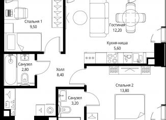 Продам 3-ком. квартиру, 56.1 м2, Москва, ЗАО, Верейская улица, 29с35