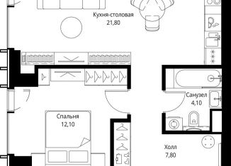 1-комнатная квартира на продажу, 45.8 м2, Москва, метро Кунцевская, Верейская улица, 29с35