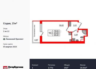 Продается квартира студия, 25 м2, Санкт-Петербург, муниципальный округ Новоизмайловское