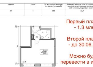 Квартира на продажу студия, 29 м2, Санкт-Петербург, метро Улица Дыбенко