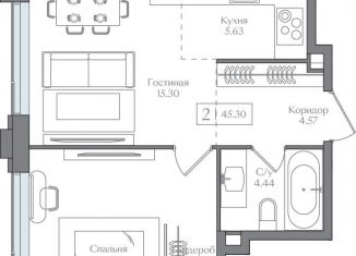 Продажа 2-комнатной квартиры, 45.3 м2, Москва, метро Семеновская