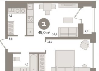 Продается 1-ком. квартира, 49 м2, Новосибирск, метро Сибирская