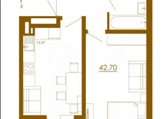 Продам 1-ком. квартиру, 42.7 м2, Крым, Парковая улица, 3к1