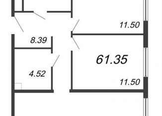 Продажа 2-ком. квартиры, 61.4 м2, Санкт-Петербург, проспект Большевиков, уч3, ЖК Про.Молодость