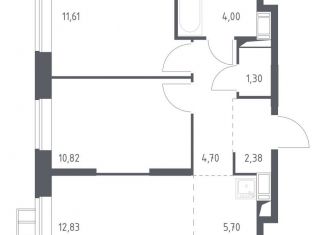 Продам 2-комнатную квартиру, 52.5 м2, Московская область, микрорайон Пригород Лесное, к12.2