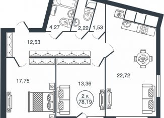 Продается 2-комнатная квартира, 78.2 м2, Тверь