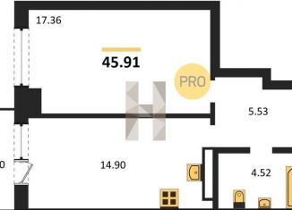 Продаю однокомнатную квартиру, 45.6 м2, Новосибирск, Кировский район, улица Зорге, 229/1