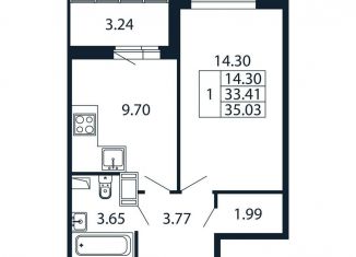 Продаю 1-ком. квартиру, 36.7 м2, Ленинградская область