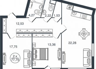 Продам двухкомнатную квартиру, 77.8 м2, Тверь